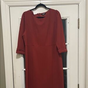 Allegra K Elegant Red Long Sleeve Dress